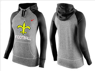 Women Nike New Orleans Saints Performance Hoodie Grey & Black_1