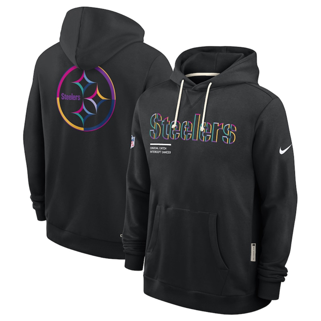 Men's Pittsburgh Steelers Black 2025 Crucial Catch Club Pullover Hoodie Men's Pittsburgh Steelers Black 2025 Crucial Catch Club Pullover Hoodie