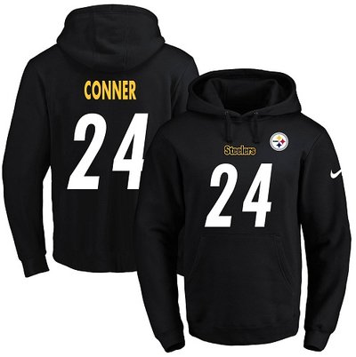 Nike Steelers #24 James Conner Black Men's Name & Number Pullover NFL Hoodie