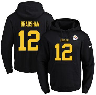 Nike Steelers #12 Terry Bradshaw Black(Gold No.) Name & Number Pullover NFL Hoodie Nike Steelers #12 Terry Bradshaw Black(Gold No.) Name & Number Pullover NFL Hoodie
