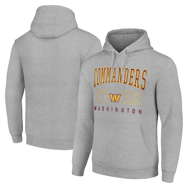 Men's Washington Commanders Grey Throwback Logo Pullover Hoodie Men's Washington Commanders Grey Throwback Logo Pullover Hoodie