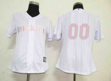 Colorado Rockies Blank White Pink Strip Women Custom Jerseys
