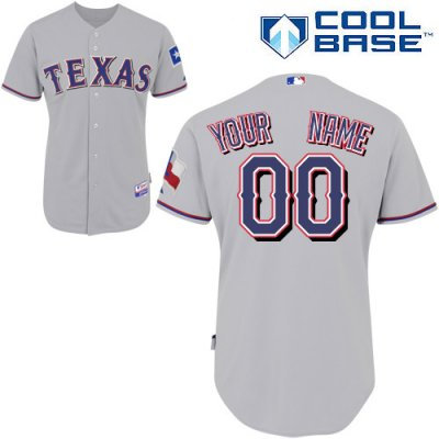 Customized Texas Rangers Jersey Grey Road Cool Base Baseball Jersey