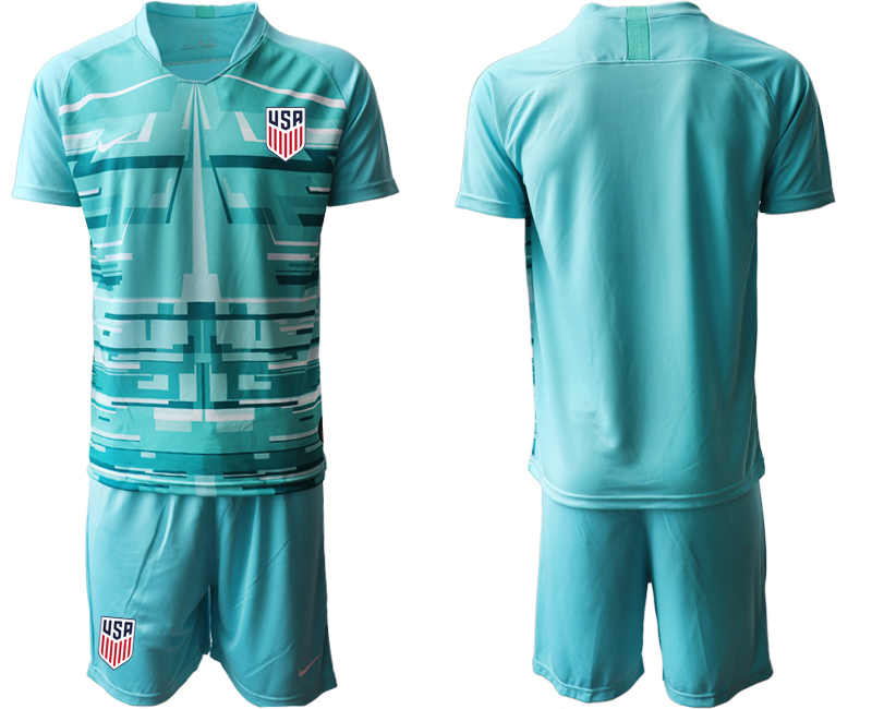 Men's USA Blank lake blue Goalkeeper Jersey