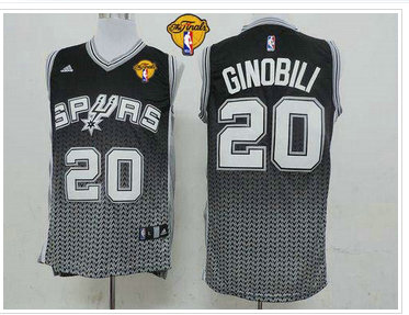 San Antonio Spurs #20 Manu Ginobili Black Resonate Fashion Swingman Finals Patch Stitched NBA Jersey
