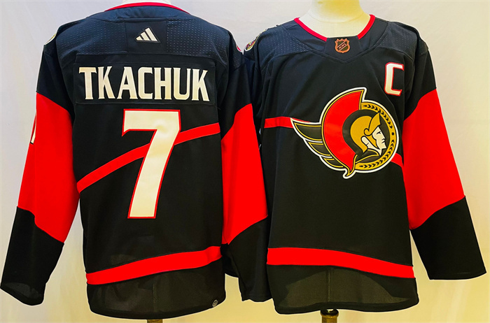 Men's Ottawa Senators #7 Brady Tkachuk Black Stitched Jersey Men's Ottawa Senators #7 Brady Tkachuk Black Stitched Jersey