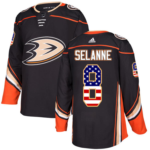 Adidas Ducks #8 Teemu Selanne Black Home Authentic USA Flag Stitched NHL Jersey Adidas Ducks #8 Teemu Selanne Black Home Authentic USA Flag Stitched NHL Jersey