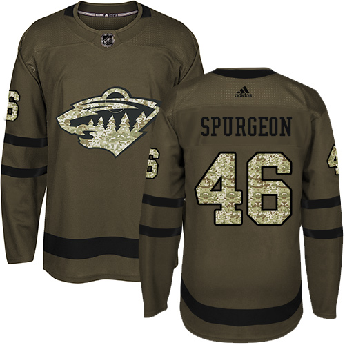 Adidas Wild #46 Jared Spurgeon Green Salute to Service Stitched NHL Jersey Adidas Wild #46 Jared Spurgeon Green Salute to Service Stitched NHL Jersey