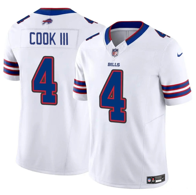 Men's Buffalo Bills #4 James Cook III White 2025 F.U.S.E. Vapor Untouchable Limited Stitched Football Jersey Men's Buffalo Bills #4 James Cook III White 2025 F.U.S.E. Vapor Untouchable Limited Stitched Football Jersey