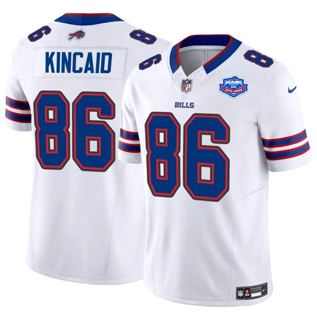 Men's Buffalo Bills #86 Dalton Kincaid White 2025 F.U.S.E. With Farewell Patch Vapor Untouchable Limited Stitched Football Jersey Men's Buffalo Bills #86 Dalton Kincaid White 2025 F.U.S.E. With Farewell Patch Vapor Untouchable Limited Stitched Football Jersey