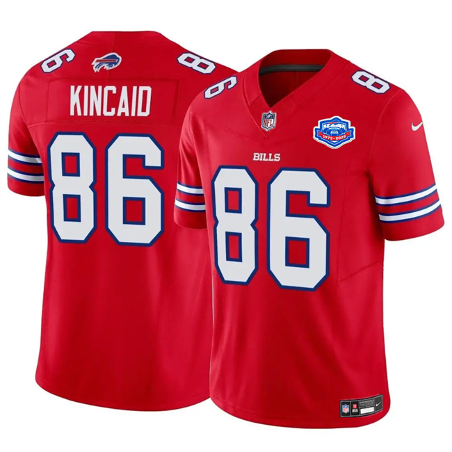 Men's Buffalo Bills #86 Dalton Kincaid Red 2025 F.U.S.E. With Farewell Patch Vapor Untouchable Limited Stitched Football Jersey Men's Buffalo Bills #86 Dalton Kincaid Red 2025 F.U.S.E. With Farewell Patch Vapor Untouchable Limited Stitched Football Jersey