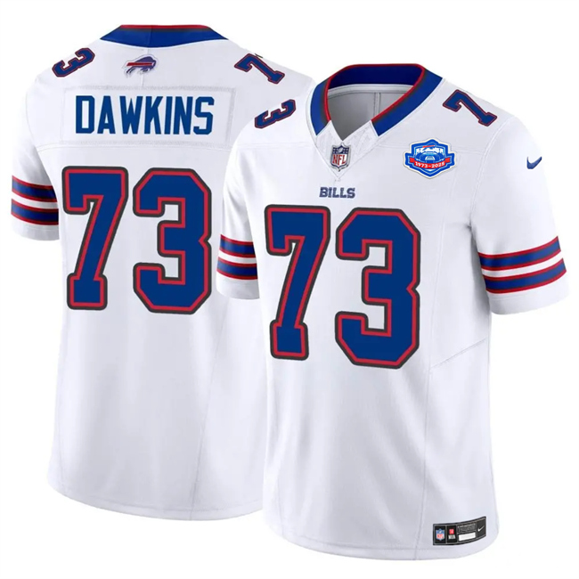 Men's Buffalo Bills #73 Dion Dawkins White 2025 F.U.S.E. With Farewell Patch Vapor Untouchable Limited Stitched Football Jersey Men's Buffalo Bills #73 Dion Dawkins White 2025 F.U.S.E. With Farewell Patch Vapor Untouchable Limited Stitched Football Jersey