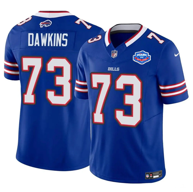 Men's Buffalo Bills #73 Dion Dawkins Blue 2025 F.U.S.E. With Farewell Patch Vapor Untouchable Limited Stitched Football Jersey Men's Buffalo Bills #73 Dion Dawkins Blue 2025 F.U.S.E. With Farewell Patch Vapor Untouchable Limited Stitched Football Jersey