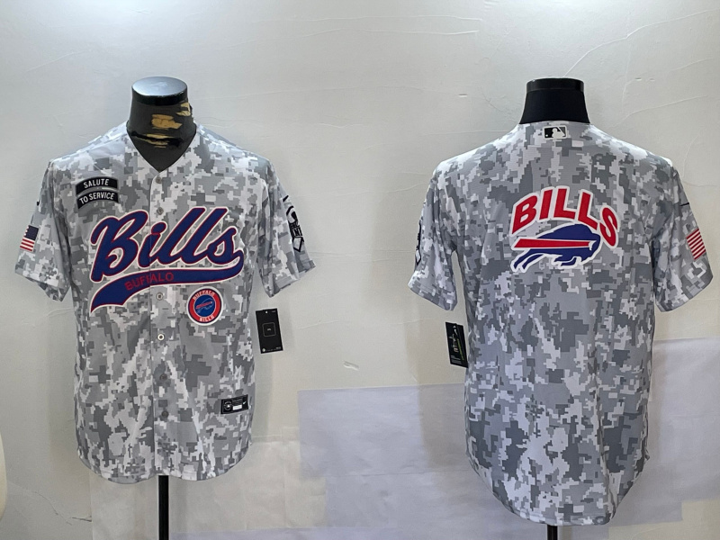 Men's Buffalo Bills Team Big Logo 2024 Arctic Camo Salute To Service Stitched Baseball Jersey 2