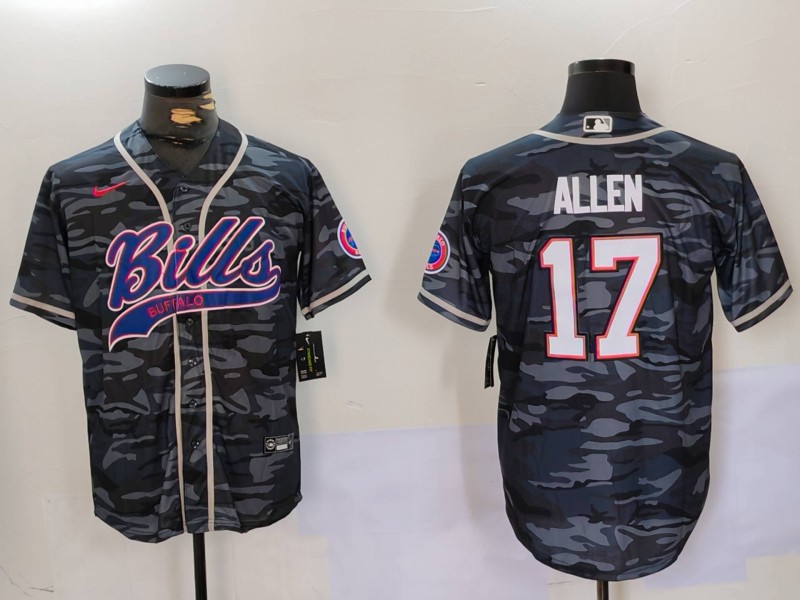 Men's Buffalo Bills #17 Josh Allen Camo Team Cool Base Stitched Baseball Jersey 2 Men's Buffalo Bills #17 Josh Allen Camo Team Cool Base Stitched Baseball Jersey 2