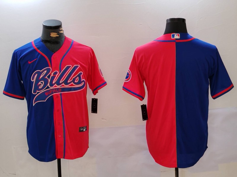 Men's Buffalo Bills blank Red Blue Team Cool Base Stitched Baseball Jersey 1 Men's Buffalo Bills blank Red Blue Team Cool Base Stitched Baseball Jersey 1