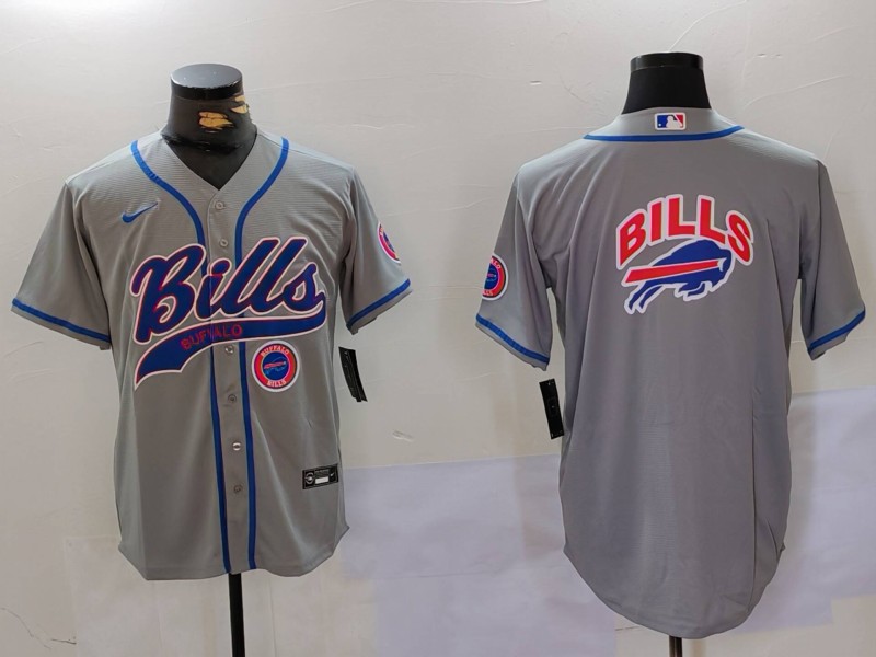 Men's Buffalo Bills Grey Team Big logo Cool Base Stitched Baseball Jersey Men's Buffalo Bills Grey Team Big logo Cool Base Stitched Baseball Jersey