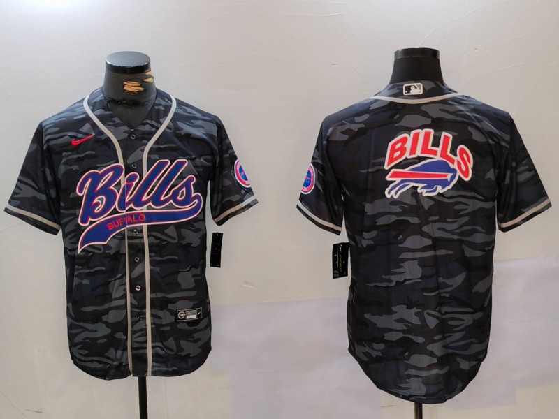 Men's Buffalo Bills big logo Camo Team Cool Base Stitched Baseball Jersey Men's Buffalo Bills big logo Camo Team Cool Base Stitched Baseball Jersey