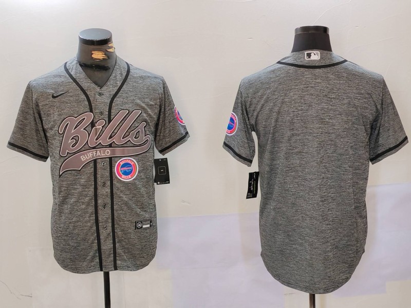 Men's Buffalo Bills Grey Team Blank Cool Base Stitched Baseball Jersey 9 Men's Buffalo Bills Grey Team Blank Cool Base Stitched Baseball Jersey 9