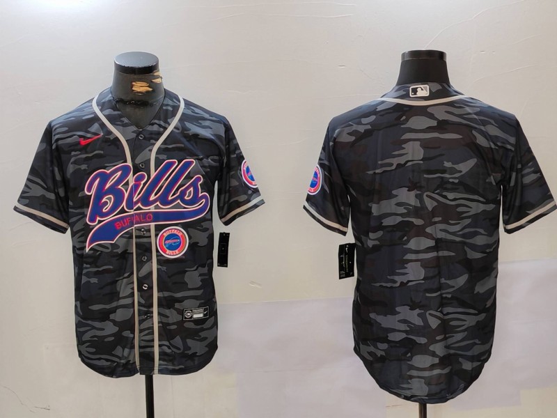 Men's Buffalo Bills blank Camo Team Cool Base Stitched Baseball Jersey 1 Men's Buffalo Bills blank Camo Team Cool Base Stitched Baseball Jersey 1