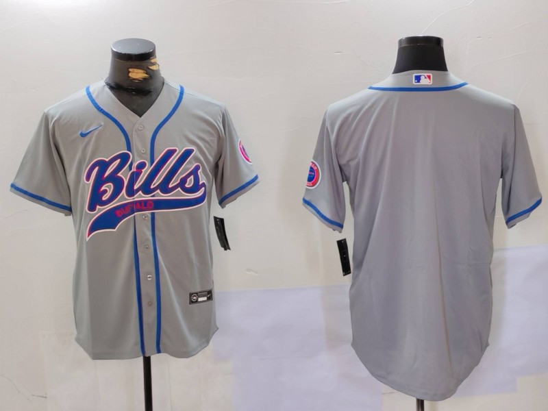 Men's Buffalo Bills Grey Team Blank Cool Base Stitched Baseball Jersey Men's Buffalo Bills Grey Team Blank Cool Base Stitched Baseball Jersey