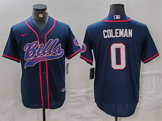 Men's Buffalo Bills #0 Keon Coleman Navy With Patch Cool Base Stitched Baseball Jersey Men's Buffalo Bills #0 Keon Coleman Navy With Patch Cool Base Stitched Baseball Jersey
