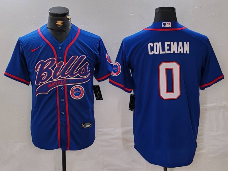 Men's Buffalo Bills #0 Keon Coleman Blue With Patch Cool Base Stitched Baseball Jersey 1 Men's Buffalo Bills #0 Keon Coleman Blue With Patch Cool Base Stitched Baseball Jersey 1