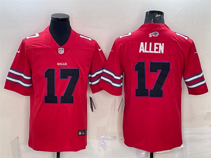 Men's Buffalo Bills #17 Josh Allen Red Black Stitched Football Jersey Men's Buffalo Bills #17 Josh Allen Red Black Stitched Football Jersey