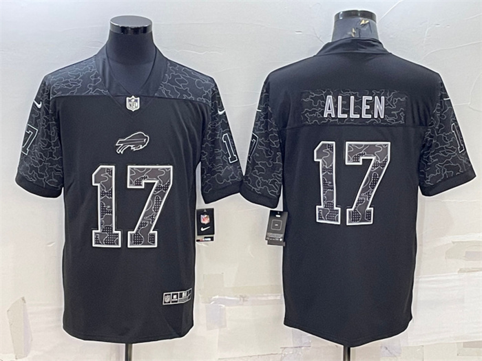 Men's Buffalo Bills #17 Josh Allen Black Reflective Limited Stitched Football Jersey Men's Buffalo Bills #17 Josh Allen Black Reflective Limited Stitched Football Jersey