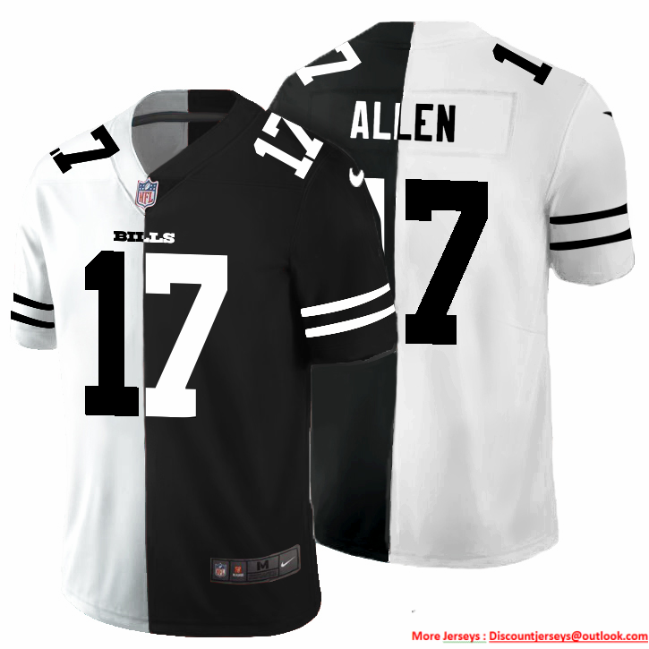 Buffalo Bills #17 Josh Allen Men's Black V White Peace Split Nike Vapor Untouchable Limited NFL Jersey