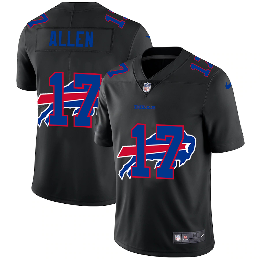 Buffalo Bills #17 Josh Allen Men's Nike Team Logo Dual Overlap Limited NFL Jersey Black Buffalo Bills #17 Josh Allen Men's Nike Team Logo Dual Overlap Limited NFL Jersey Black