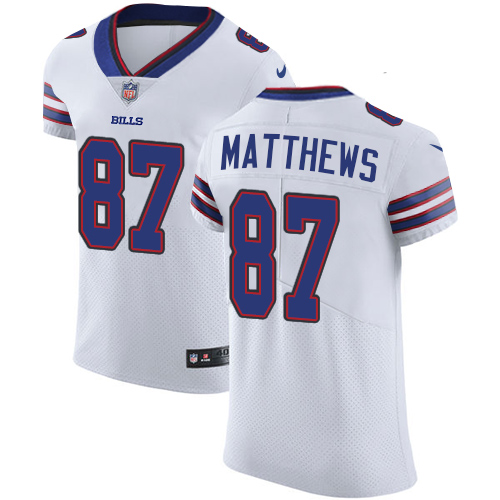 Nike Bills #87 Jordan Matthews White Men's Stitched NFL Vapor Untouchable Elite Jersey Nike Bills #87 Jordan Matthews White Men's Stitched NFL Vapor Untouchable Elite Jersey