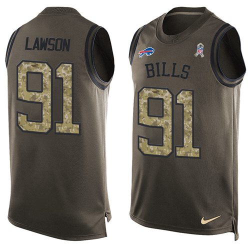 Nike Bills #91 Manny Lawson Green Men's Stitched NFL Limited Salute To Service Tank Top Jersey