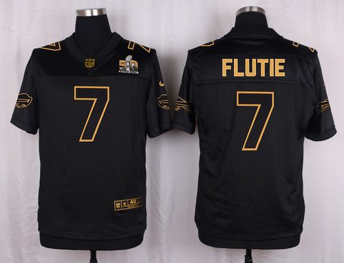 Nike Bills #7 Doug Flutie Black Men's Stitched NFL Elite Pro Line Gold Collection Jersey Nike Bills #7 Doug Flutie Black Men's Stitched NFL Elite Pro Line Gold Collection Jersey