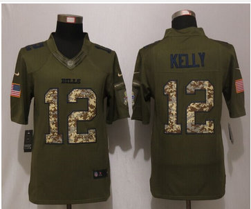 Nike Buffalo Bills #12 Jim Kelly Green Salute To Service Limited Jersey