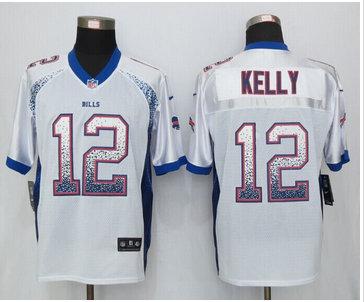 Nike Buffalo Bills #12 Jim Kelly Drift Fashion White Elite Jerseys