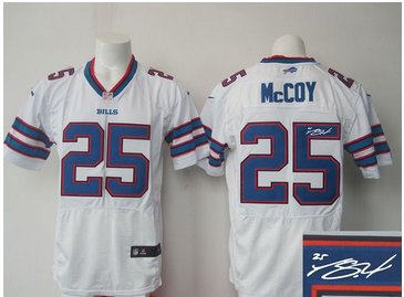 New Buffalo Bills #25 LeSean McCoy White Men's Stitched NFL Elite Autographed Jersey New Buffalo Bills #25 LeSean McCoy White Men's Stitched NFL Elite Autographed Jersey