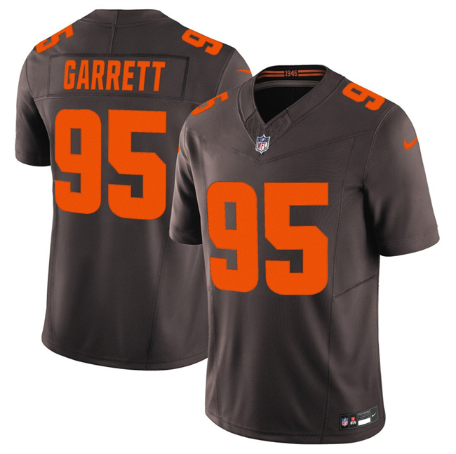 Men's Cleveland Browns #95 Myles Garrett Brown 2025 F.U.S.E. Alpha Dawg Limited Stitched Football Jersey Men's Cleveland Browns #95 Myles Garrett Brown 2025 F.U.S.E. Alpha Dawg Limited Stitched Football Jersey