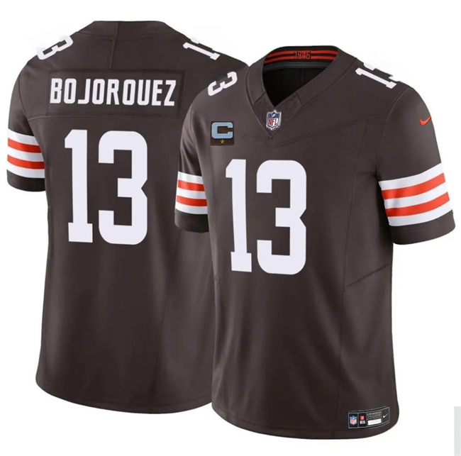 Men's Cleveland Browns #13 Corey Bojorquez Brown 2025 F.U.S.E. With 1-Star C Patch Vapor Limited Stitched Football Jersey Men's Cleveland Browns #13 Corey Bojorquez Brown 2025 F.U.S.E. With 1-Star C Patch Vapor Limited Stitched Football Jersey