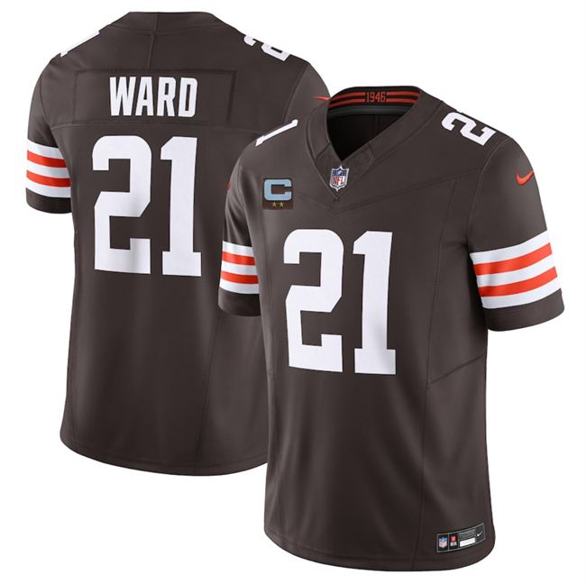 Men's Cleveland Browns #21 Denzel Ward Brown 2025 F.U.S.E. With 2-Star C Patch Vapor Limited Stitched Football Jersey Men's Cleveland Browns #21 Denzel Ward Brown 2025 F.U.S.E. With 2-Star C Patch Vapor Limited Stitched Football Jersey