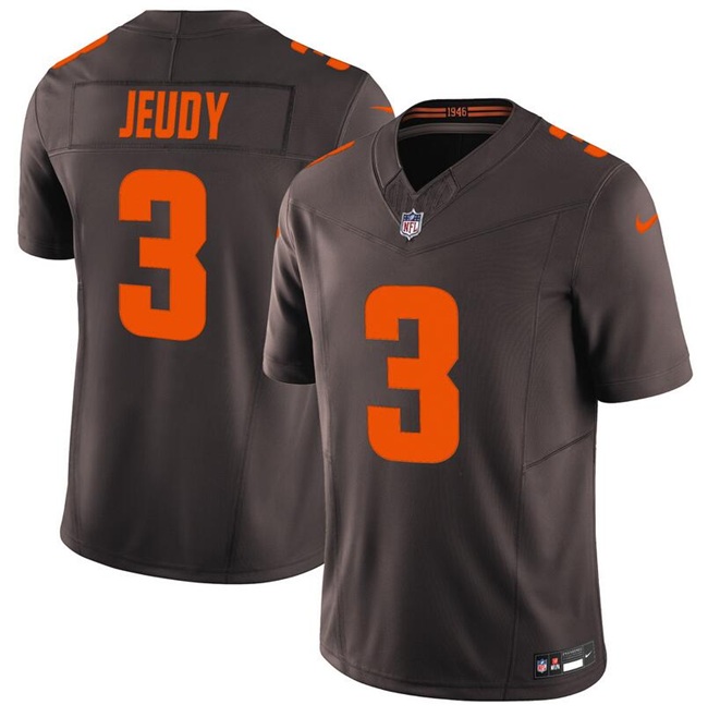 Men's Cleveland Browns #3 Jerry Jeudy Brown 2025 F.U.S.E. 'Alpha Dawg Edition' Vapor Limited Stitched Football Jersey Men's Cleveland Browns #3 Jerry Jeudy Brown 2025 F.U.S.E. 'Alpha Dawg Edition' Vapor Limited Stitched Football Jersey