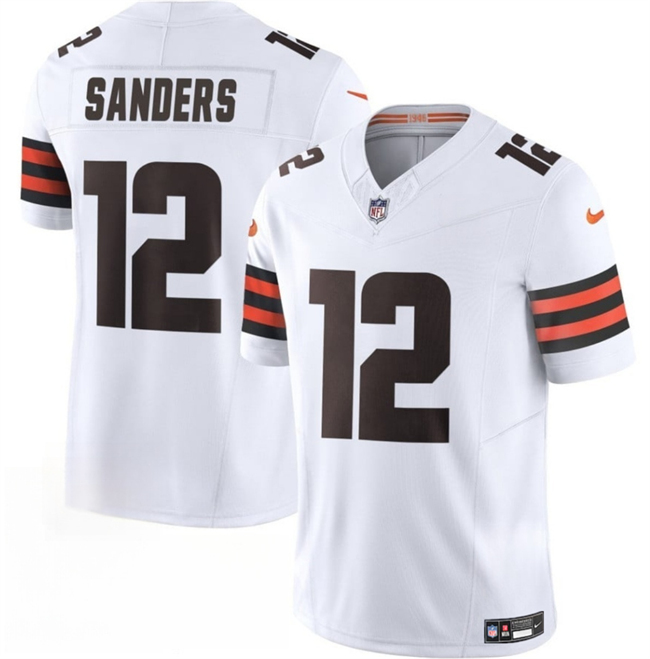 Men's Cleveland Browns #12 Shedeur Sanders White 2025 Draft F.U.S.E. Vapor Limited Stitched Football Jersey Men's Cleveland Browns #12 Shedeur Sanders White 2025 Draft F.U.S.E. Vapor Limited Stitched Football Jersey