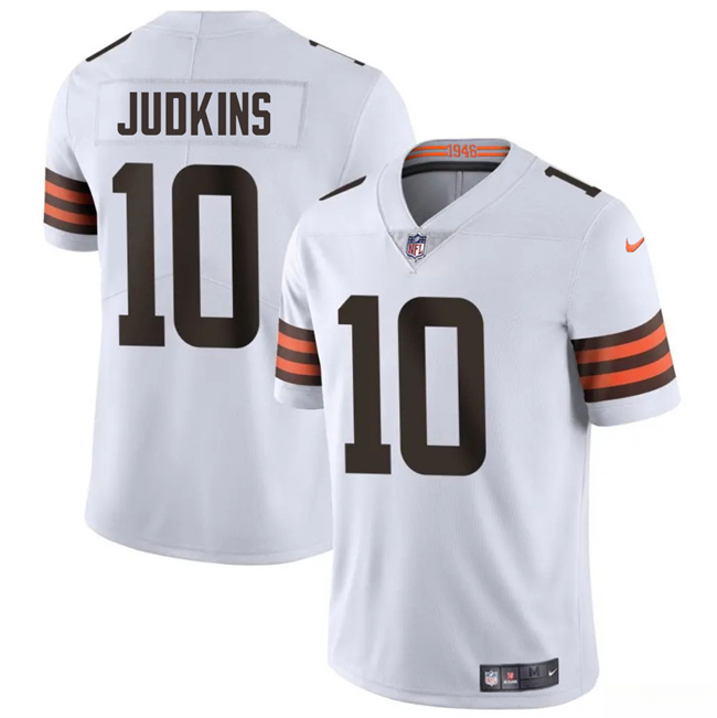 Men's Cleveland Browns #10 Quinshon Judkins White 2025 Draft Vapor Untouchable Limited Stitched Football Jersey Men's Cleveland Browns #10 Quinshon Judkins White 2025 Draft Vapor Untouchable Limited Stitched Football Jersey