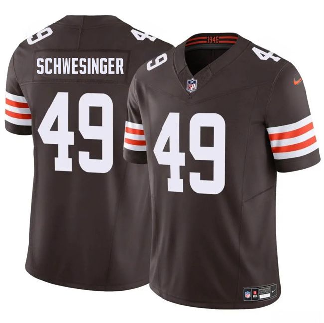 Men's Cleveland Browns #49 Carson Schwesinger Brown 2025 Draft F.U.S.E. Vapor Limited Stitched Football Jersey Men's Cleveland Browns #49 Carson Schwesinger Brown 2025 Draft F.U.S.E. Vapor Limited Stitched Football Jersey