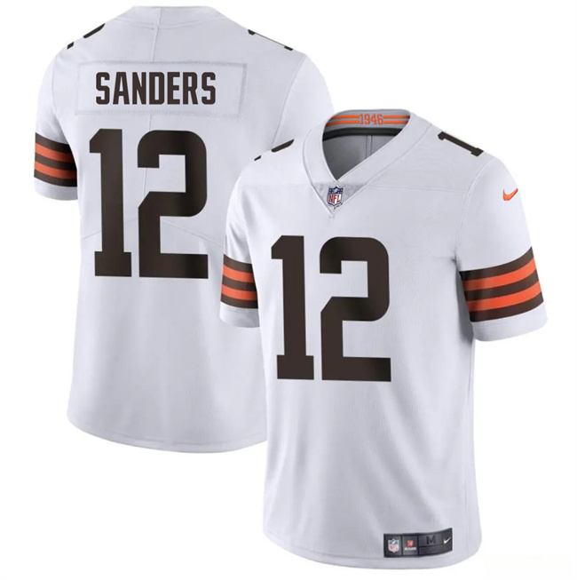 Men's Cleveland Browns #12 Shedeur Sanders White 2025 Draft Vapor Untouchable Limited Stitched Football Jersey Men's Cleveland Browns #12 Shedeur Sanders White 2025 Draft Vapor Untouchable Limited Stitched Football Jersey
