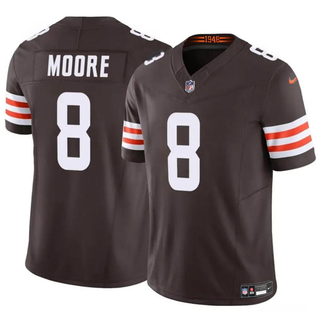 Men's Cleveland Browns #8 Elijah Moore Brown 2023 F.U.S.E Vapor Limited Stitched Football Jersey Men's Cleveland Browns #8 Elijah Moore Brown 2023 F.U.S.E Vapor Limited Stitched Football Jersey