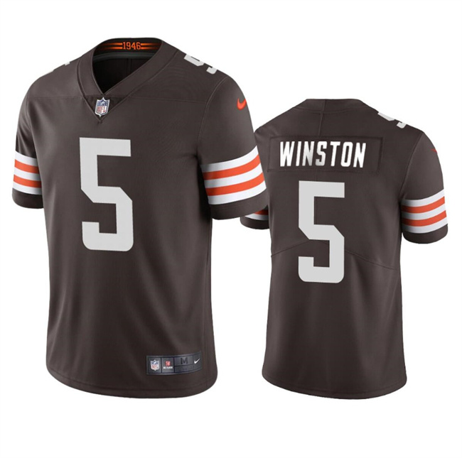 Men's Cleveland Browns #5 Jameis Winston Brown Vapor Limited Stitched Football Jersey Men's Cleveland Browns #5 Jameis Winston Brown Vapor Limited Stitched Football Jersey