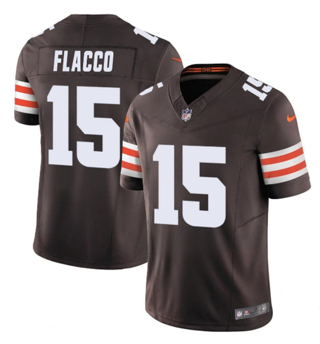 Men's Cleveland Browns #15 Joe Flacco Brown 2023 F.U.S.E. Vapor Limited Stitched Football Jersey Men's Cleveland Browns #15 Joe Flacco Brown 2023 F.U.S.E. Vapor Limited Stitched Football Jersey