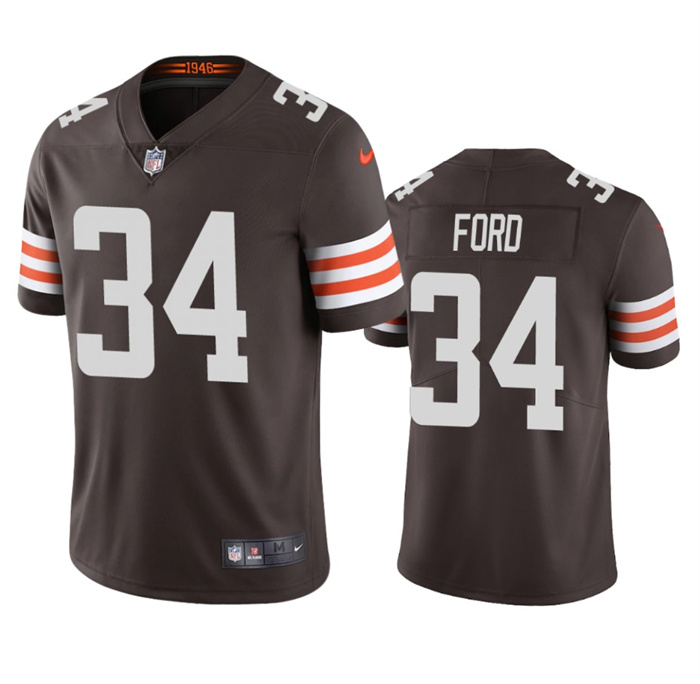 Men's Cleveland Browns #34 Jerome Ford Brown Vapor Stitched Game Jersey Men's Cleveland Browns #34 Jerome Ford Brown Vapor Stitched Game Jersey