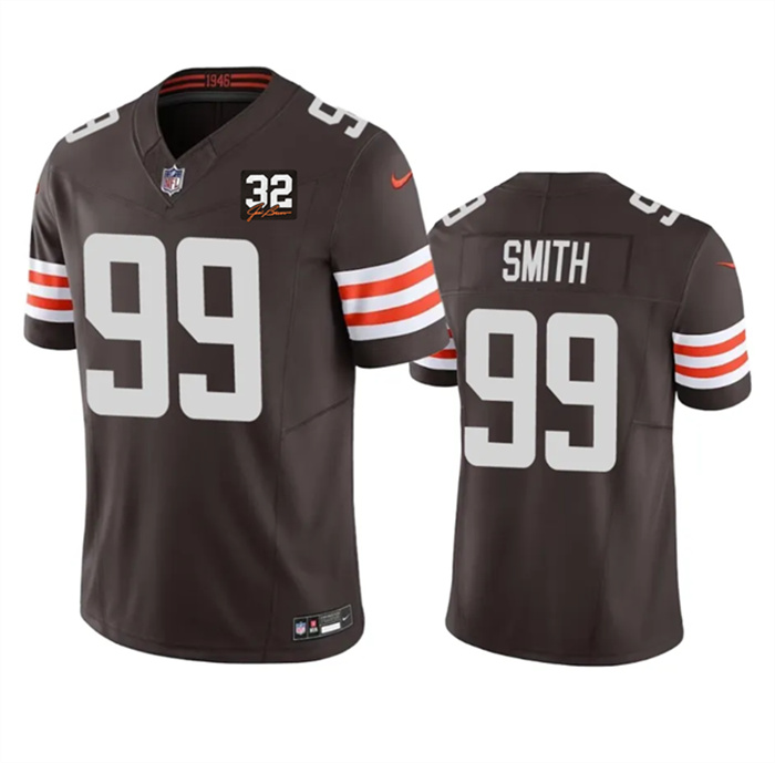 Men's Cleveland Browns #99 Za'Darius Smith Brown 2023 F.U.S.E. With Jim Brown Memorial Patch Vapor Untouchable Limited Stitched Jersey Men's Cleveland Browns #99 Za'Darius Smith Brown 2023 F.U.S.E. With Jim Brown Memorial Patch Vapor Untouchable Limited Stitched Jersey